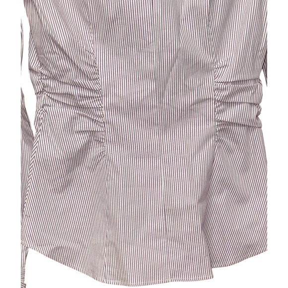 New York Co Stretch Striped Button Up Shirt Sz XS Jeweled Buttons Preppy Work - Picture 5 of 11